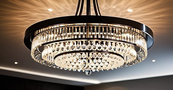Suspension lumineuse à anneaux cristallins : Élégance et lumière assurées